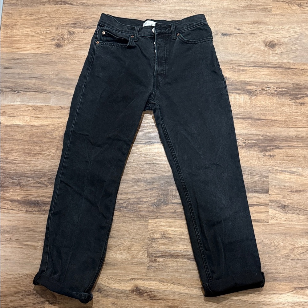 Zara Black Button-Fly Jeans